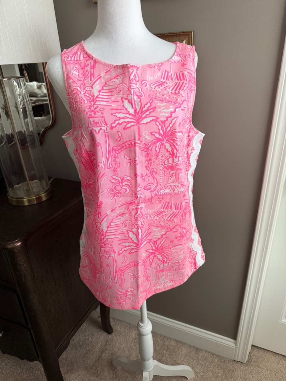 Lilly Pulitzer Pink Tropical Print Sleeveless Top